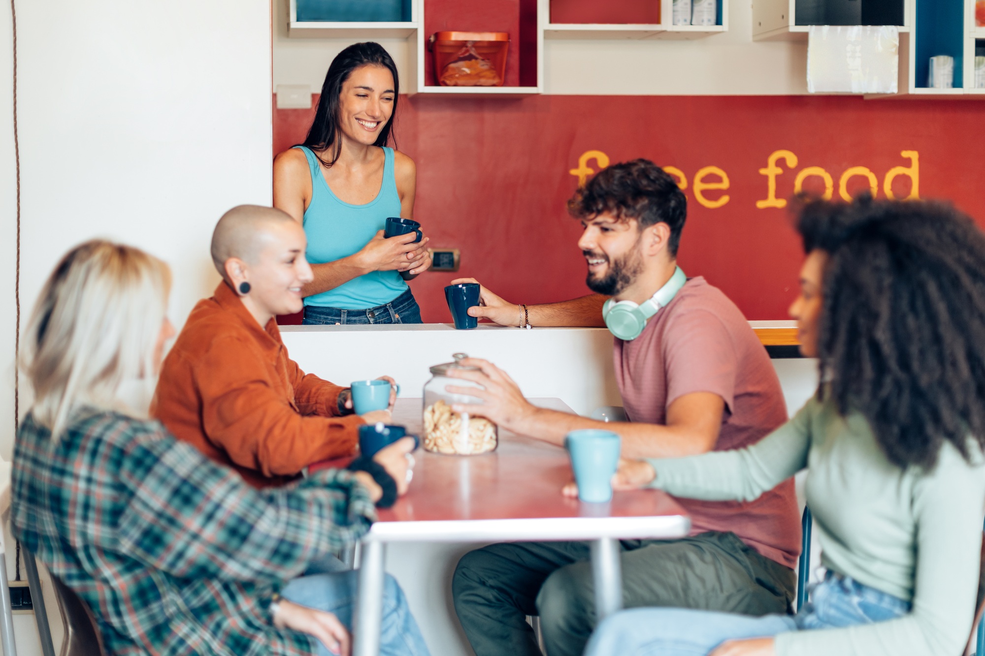 young in the kitchen of the student residence